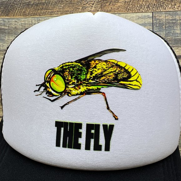 The Fly Mens Trucker Hat Black Snapback 80s Horror Jeff Goldblum Baseball Cap - Picture 2 of 7